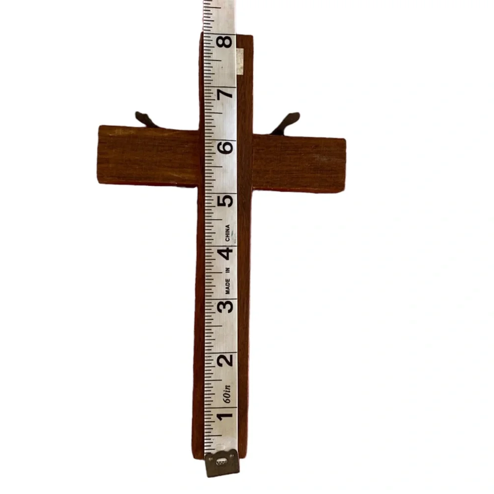 Vintage Jesus on a Wooden Cross Made with Pewter